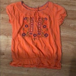 Boho American Eagle Embroidered Peplum Top